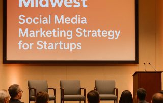 Panel discussion on social media marketing strategy for startups at TiECon Midwest in Dearborn, Michigan.