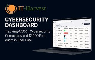 IT Harvest Cybersecurity Dashboard concept image showing the IT Harvest logo and dark navy background, symbolizing real-time vendor research and cybersecurity intelligence