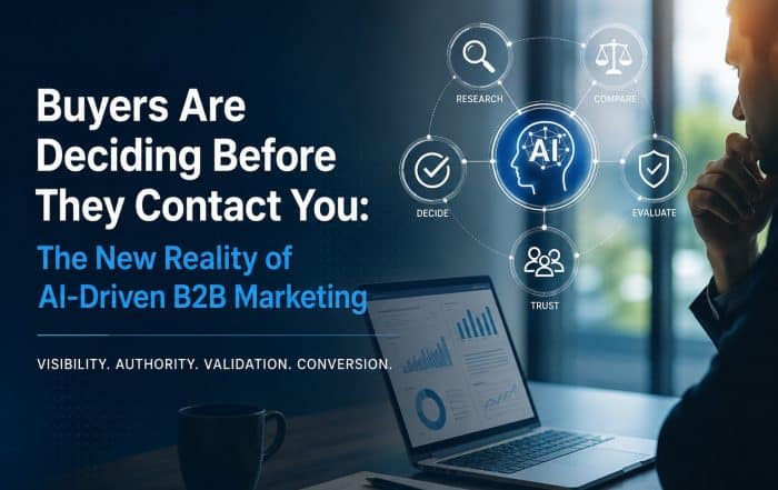 Business professional evaluating vendors using AI-driven buying decisions in a modern B2B marketing environment
